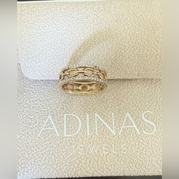 By Adina Eden Double Pave Chain Link Ring in Gold size 7 - Picture 1 of 5